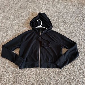 Wild Fable Black Cropped Hooded Jacket